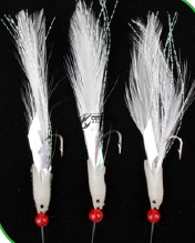 Rig4 Mackerel Feathers White/Flashabou 3 #2ю0 Silver Hook